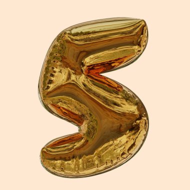 3D Golden balloon text