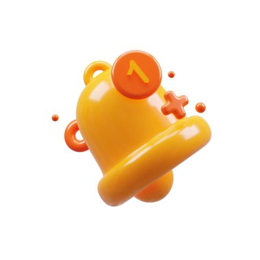 3D Rendering golden notification bell