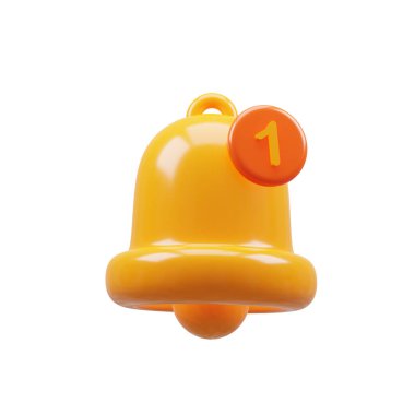3D Rendering golden notification bell