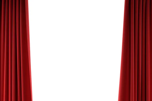 background foreground open theatre red velvet curtains with white background 3d render