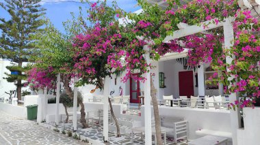 Antiparos 'un evleri ve sokakları, Paros adasının yanındaki Kiklad adasında küçük bir ada.