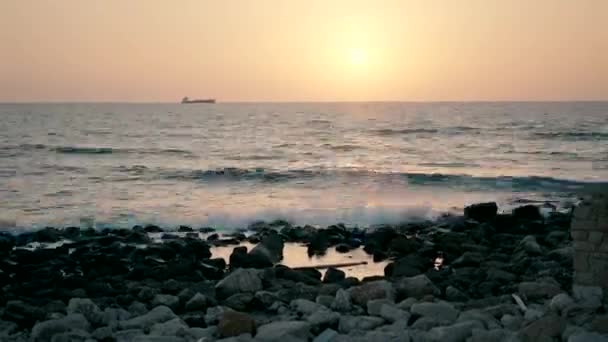 Časová Prodleva Videozáznam Středozemního Moře Při Západu Slunce Vysoce Kvalitní — Stock video