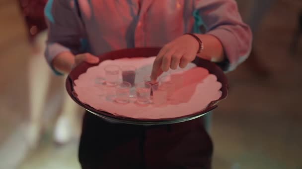 Glasses Alcohol Tray High Quality Fullhd Footage — 图库视频影像