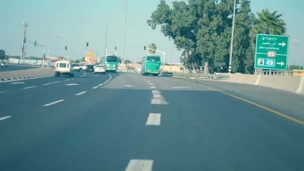 Road Jerusalem Green Bus Heads Jerusalem High Quality Fullhd Footage — Vídeo de Stock