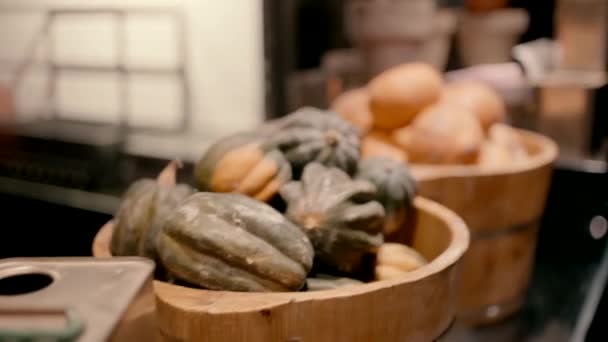 Different Types Pumpkin Market — Stock Video