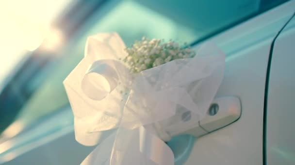 Біла Машина Весілля — стокове відео