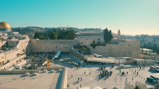 Western Wall Square Jeruzalem Middag Israël Jeruzalem Westelijke Muur — Stockvideo