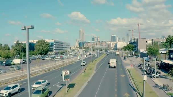 Enregistrement Vidéo Aérien Une Route Urbaine Dans Ville Tel Aviv — Video