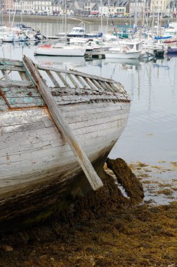 rusting ship wreck on Brittany coast, Finistere, Crozon