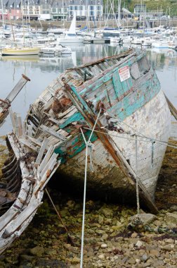 rusting ship wreck on Brittany coast, Finistere, Crozon
