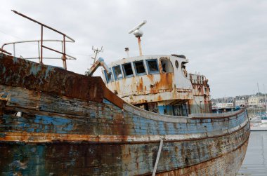 rusting ship wreck on Brittany coast, Finistere, Crozon