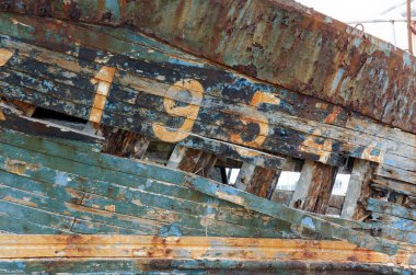 rusting ship wreck on Brittany coast, Finistere, Crozon