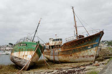 rusting ship wreck on Brittany coast, Finistere, Crozon