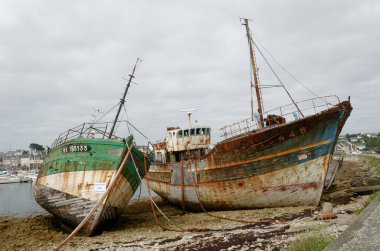 rusting ship wreck on Brittany coast, Finistere, Crozon