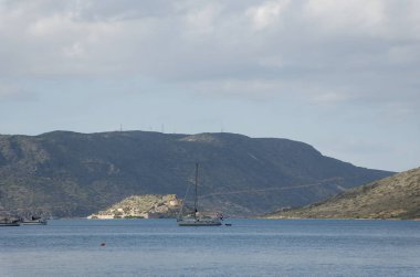 View of Elounda and Spinalonga, Crete, Greece