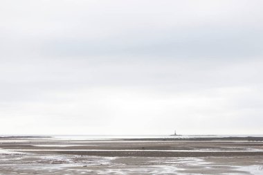 Snequet deniz fenerinde ya da Cotentin yarımadasında, Manche, Fransa 'da Kanal' da gün batımı