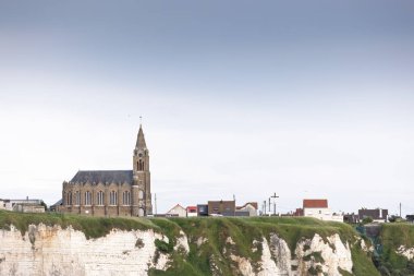 Manzaralar ve Tebeşir uçurumları Fransa 'nın Kanal kıyısı boyunca, Normandiya