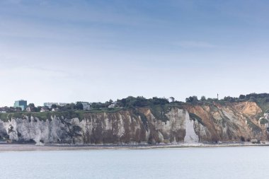 Manzaralar ve Tebeşir uçurumları Fransa 'nın Kanal kıyısı boyunca, Normandiya