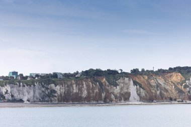 Manzaralar ve Tebeşir uçurumları Fransa 'nın Kanal kıyısı boyunca, Normandiya