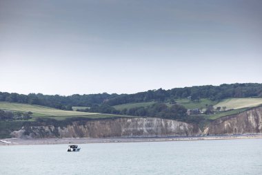 Manzaralar ve Tebeşir uçurumları Fransa 'nın Kanal kıyısı boyunca, Normandiya