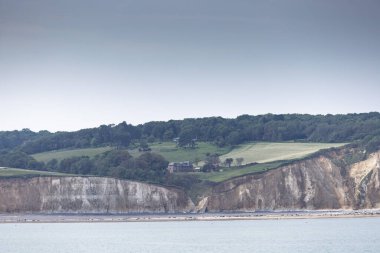 Manzaralar ve Tebeşir uçurumları Fransa 'nın Kanal kıyısı boyunca, Normandiya