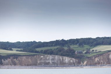 Manzaralar ve Tebeşir uçurumları Fransa 'nın Kanal kıyısı boyunca, Normandiya