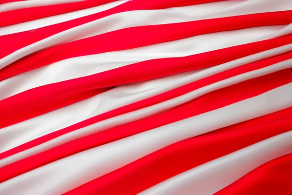 Kırmızı ve beyaz bayrak benzeri arkaplan, hareketli doku ve ipek benzeri malzeme, metin için boşluk.