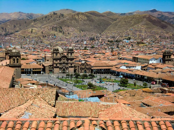 Cusco Cusco Peru Uitzicht Vanaf Top Het Uitzicht Straten Van Rechtenvrije Stockafbeeldingen