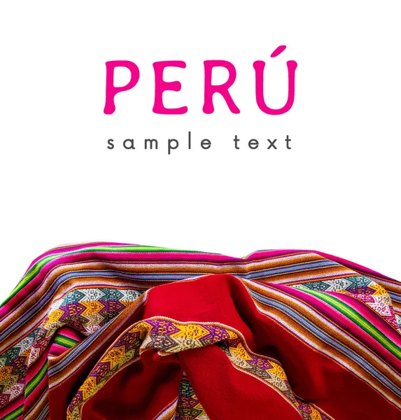 Peru Farbenfroher Traditioneller Inka Lliclla Mantel Auf Weißem Hintergrund — Stockfoto