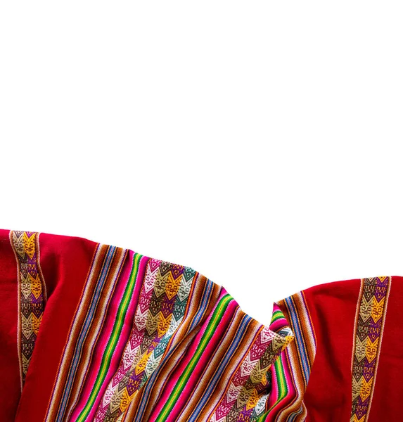 Cobertor Tradicional Peruano Lliclla Sobre Fundo Branco — Fotografia de Stock