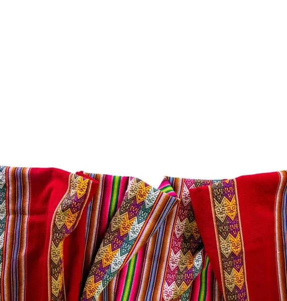 Cobertor Tradicional Peruano Lliclla Sobre Fundo Branco — Fotografia de Stock