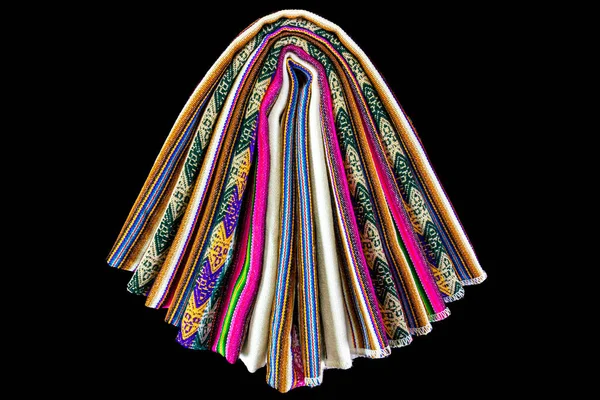Lliclla Traditional Woven Blankets Worn Women Peruvian Andes Sample Ordered — Stock Photo, Image
