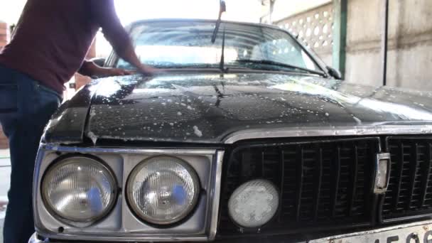 Person Latina Washing Car — Stock Video