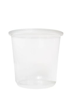 yuvarlak plastik kap beyaz arkaplan