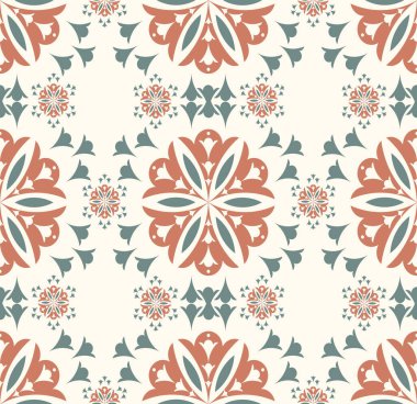 Beyaz krema arka planında vektör etnik geometrik çiçek şekilli kahverengi, pürüzsüz desen. Kumaş, tekstil, iç dekorasyon elementleri, döşeme ve ambalaj için kullan.