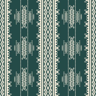 Etnik kabile çizgileri. Vektör etnik kabile çizgileri kusursuz desen. Kumaş, tekstil, ev dekorasyonu unsurları, döşeme, ambalaj için etnik beyaz-yeşil desen.