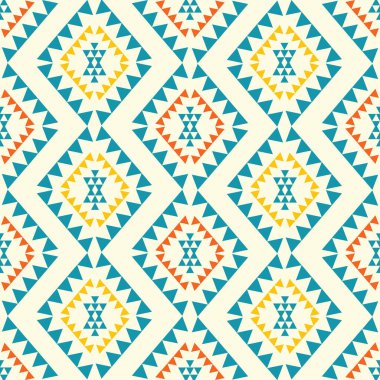 Aztek Navajo rengarenk elmas desenli. Etnik Aztek Navajo rengarenk eşkenar dörtgen desensiz arka plan. Kumaş, ev dekorasyonu, döşeme, ambalaj için etnik güneybatı deseni.