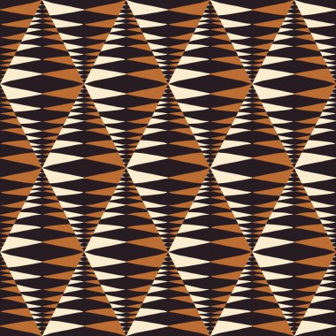 Afrika etnik düzeni. Etnik geometrik desen. Elmas biçimli, pürüzsüz desenli arkaplan çizgileri. Kumaş, iç dekorasyon elementleri ve döşeme için kullan.