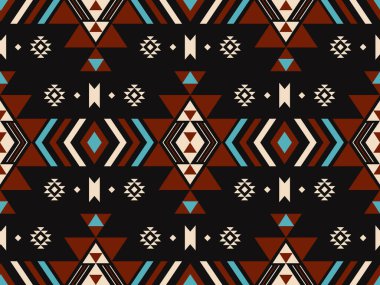 Etnik geometrik desen. Vektör güneybatı Aztek geometrik şekil vintage renk, dikişsiz kalıp arka plan. Kumaş, tekstil, etnik iç dekorasyon unsurları, döşeme, ambalaj.