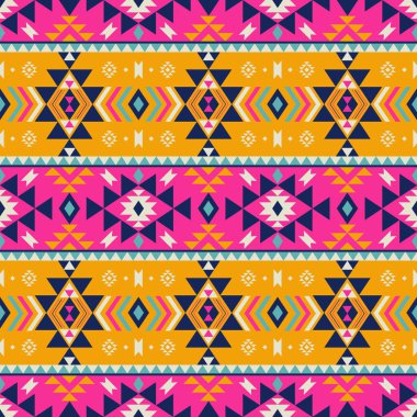 Soyut geometrik çizgili desen. Vektör etnik güneybatı Aztek geometrik renkli çizgili, pürüzsüz desenli arka plan. Kumaş, etnik iç dekorasyon unsurları, döşeme ve ambalaj için kullanılıyor.