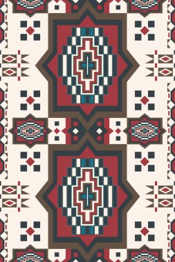 Etnik arabesk geometrik desen. Vector vintage etnik geometrik şekilli dikişsiz model arka plan. Geometrik oryantal kumaş, halı, halı, duvar halısı, duvar kağıdı, iç dekorasyon element deseni.