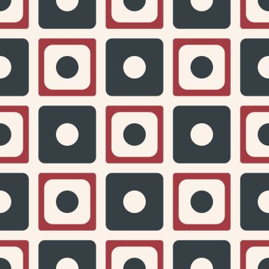 Çağdaş kırmızı-mavi renk küçük geometrik kare daire rastgele şekilsiz model arkaplan. Kumaş, ev dekorasyonu elementleri, döşeme ve ambalaj için kullan.