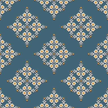 Vektör yerlisi Aztek küçük geometrik şekilli kusursuz model arka planı. Kumaş, tekstil, iç dekorasyon elementleri, döşeme ve ambalaj için kullan.