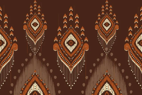 Ikat Indian African vintage brown pattern. Illustration African tribal brown color ikat style seamless pattern background. Use for fabric, textile, home decoration elements, upholstery, wrapping.