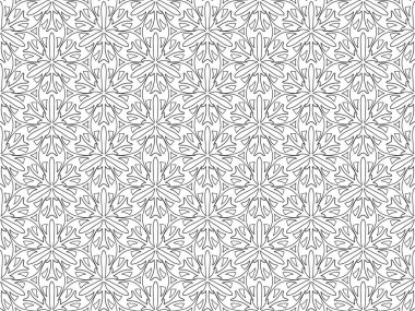 Geometric floral outline drawing pattern. Illustration floral drawing black and white color seamless pattern background. Floral geometric outline seamless pattern use for coloring book template.