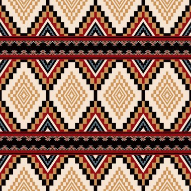 Ethnic tribal geometric pattern. Vector aztec Kilim geometric square diamond stripes seamless pattern background. Southwest pattern use for fabric, textile, home decoration elements, upholstery, wrap.