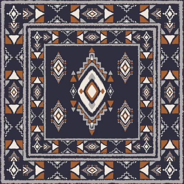 Ikat African area rug pattern. Illustration aztec Kilim geometric square pattern ikat style. Ethnic southwest square pattern use for home interior decoration elements such as carpet, tapestry, mat.