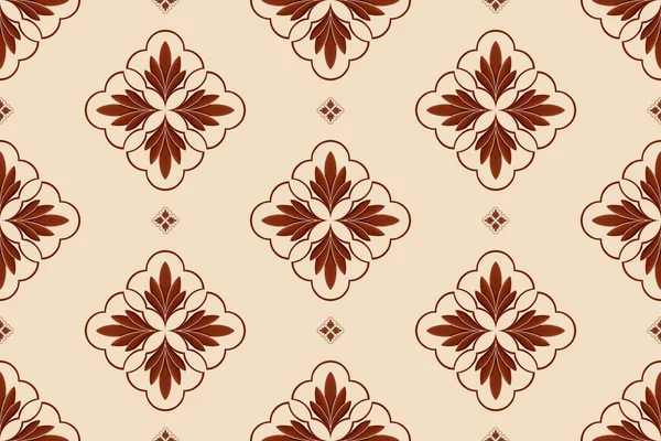 Ethnic oriental floral pattern. Illustration retro classic red-white color floral geometric shape seamless pattern background. Ethnic flower surface pattern design for fabric, home decoration elements