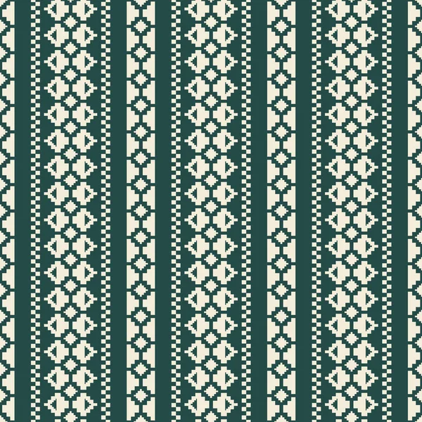 民族传统条纹图案 矢量阿兹特克几何形状无缝图案背景 现代民族白绿色图案用于面料 家居装饰 室内装潢 — 图库矢量图片