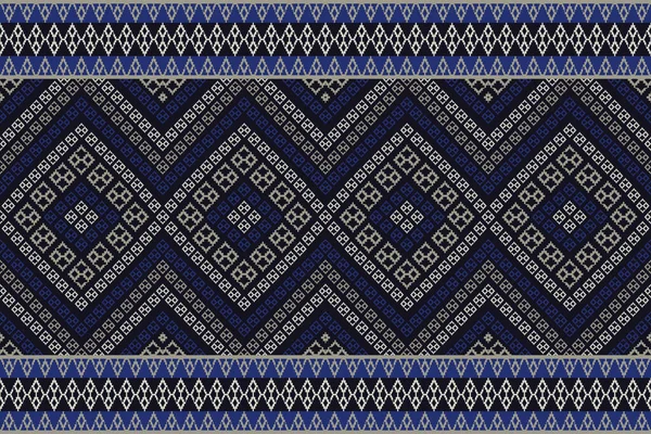 Aztec Stam Blå Färg Mönster För Gräns Dekoration Bord Löpare — Stock vektor